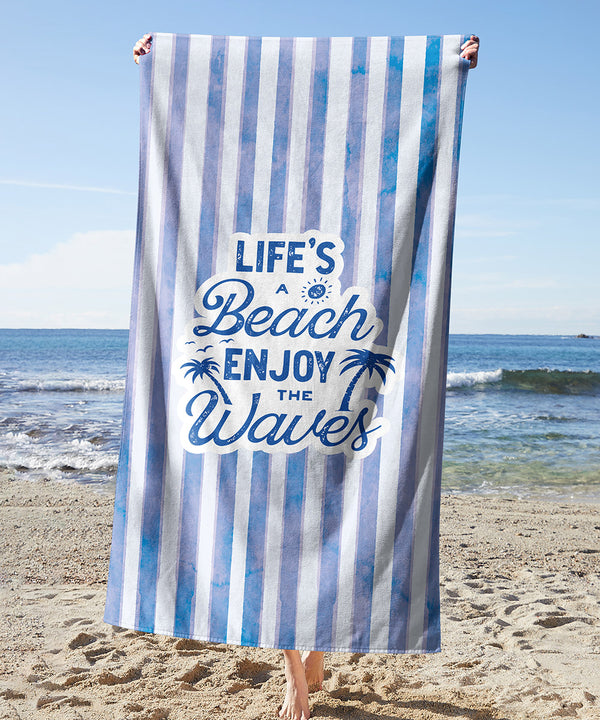 Life's Beach Towel — printed microfiber beach towel