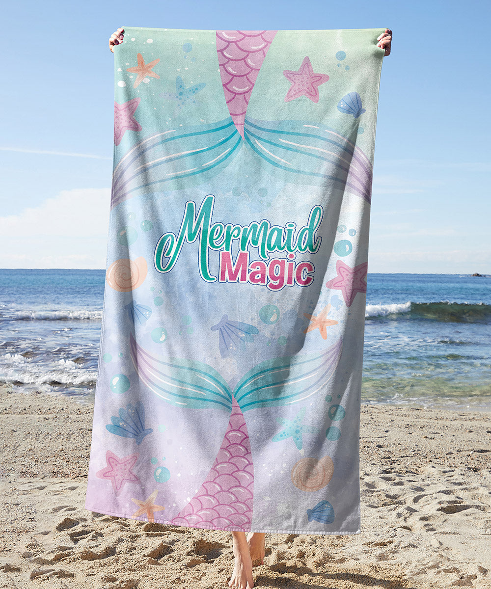 Mermaid Magic Towel — printed microfiber beach towel