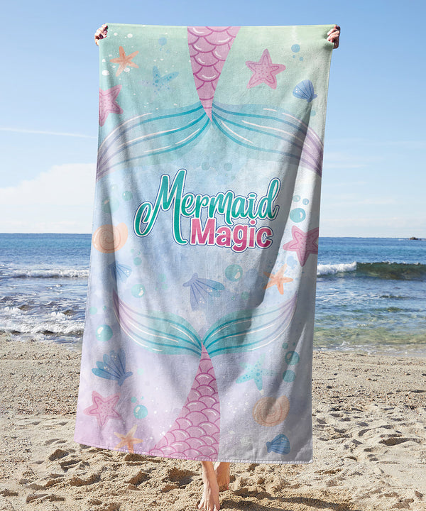 Mermaid Magic Towel — printed microfiber beach towel