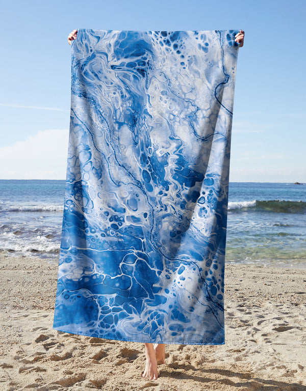 Stunning Blue Marble Towel — printed microfiber beach towel