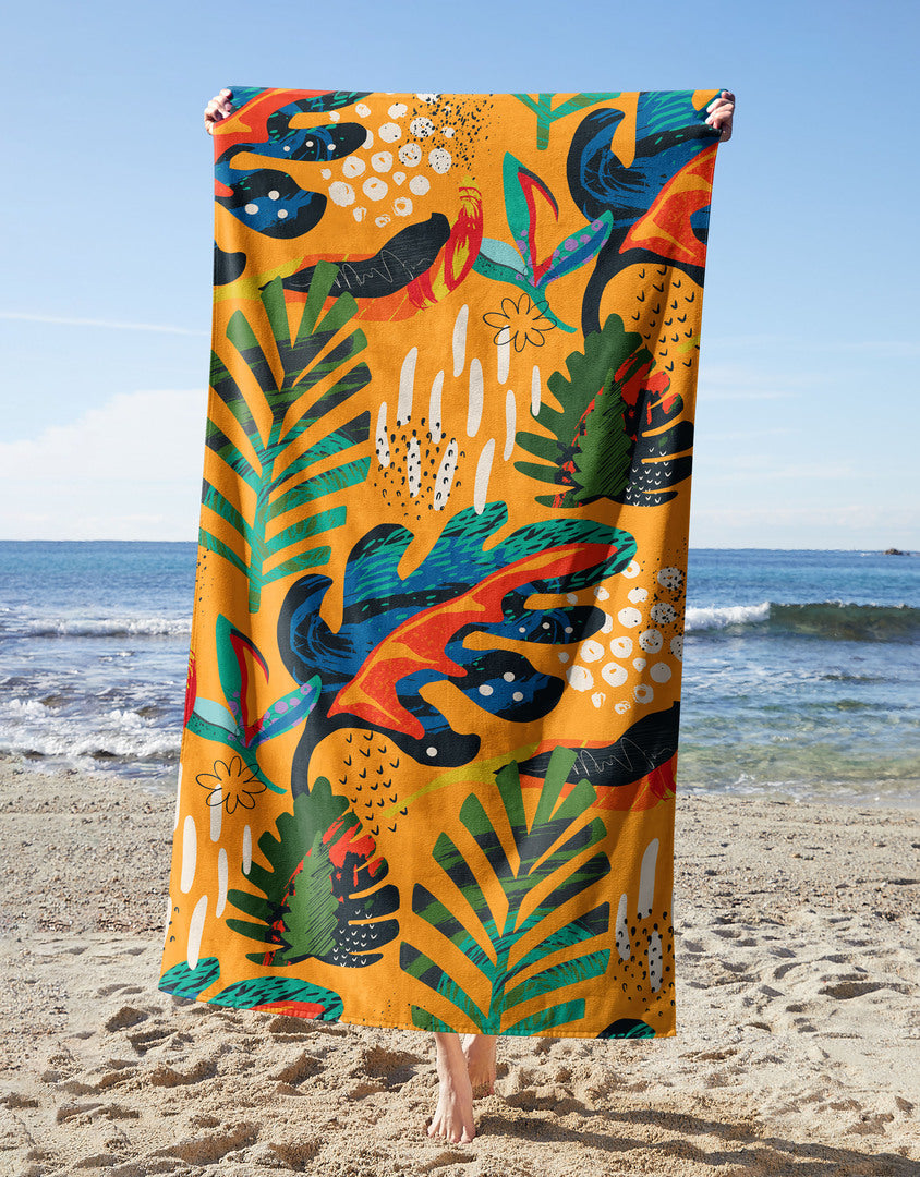 Tropical Towel — printed microfiber beach towel
