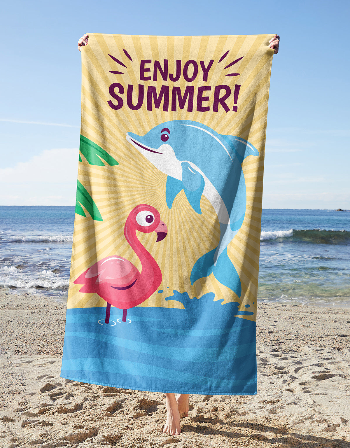 Dolphin Enjoy Summer Towel — printed microfiber beach towel