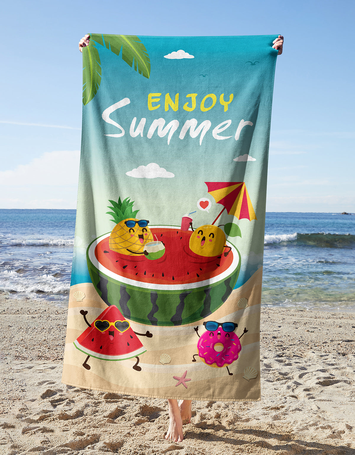 Enjoy Summer Melon Towel — printed microfiber beach towel