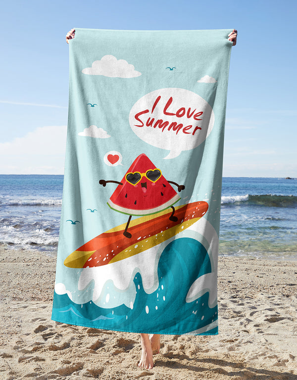 I Love Summer Towel — printed microfiber beach towel