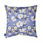 Blue floral leather cushion