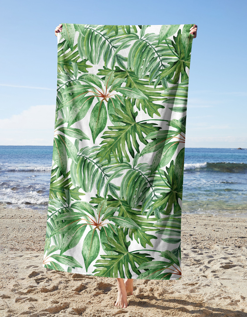 Green Leaves Beach Towel