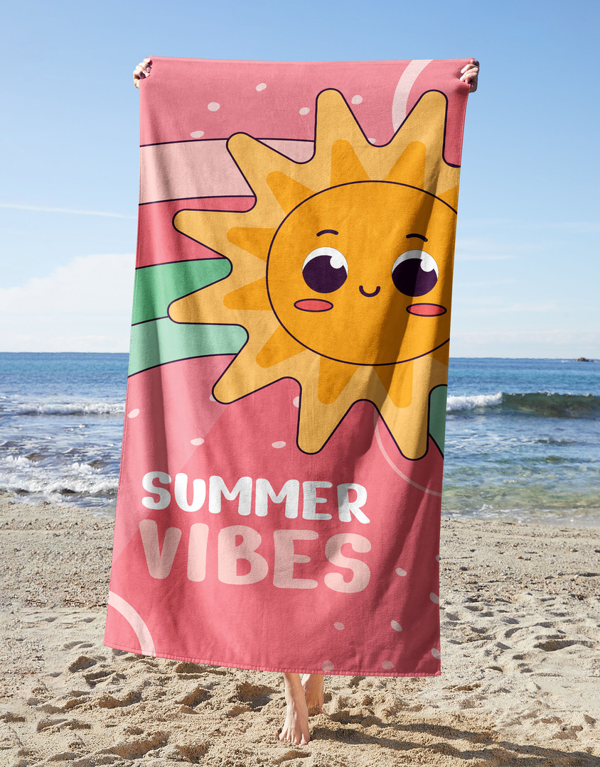 Pink Summer Vibes Beach Towel