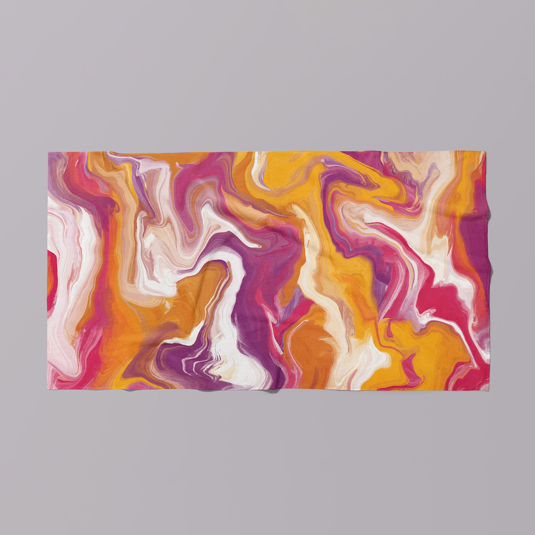 Pink and orangle Marble Waves Towel