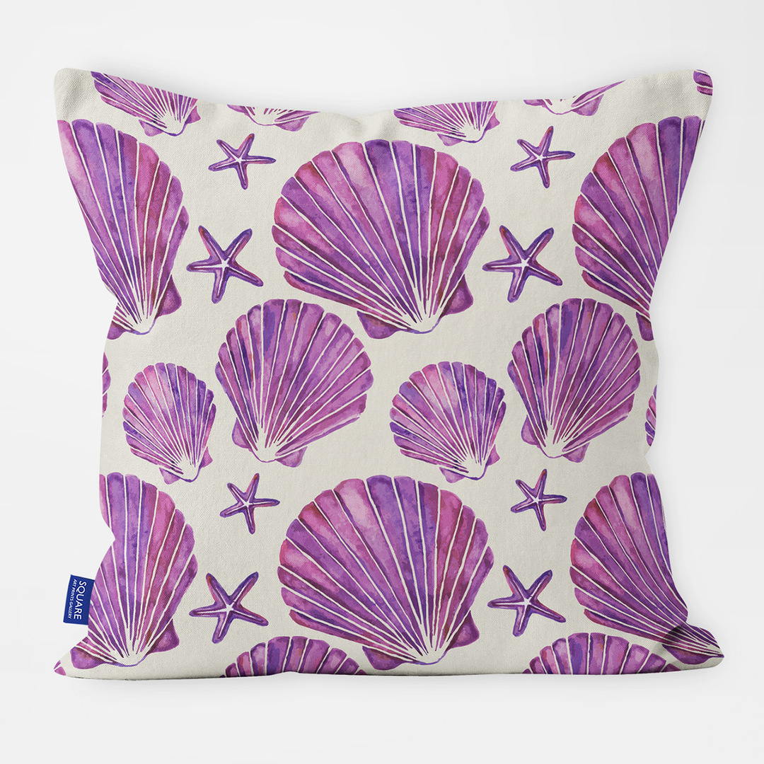 Purple Seashell And Stars Cushion