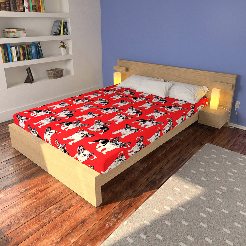 BullDog In Red Bed Cover (2)