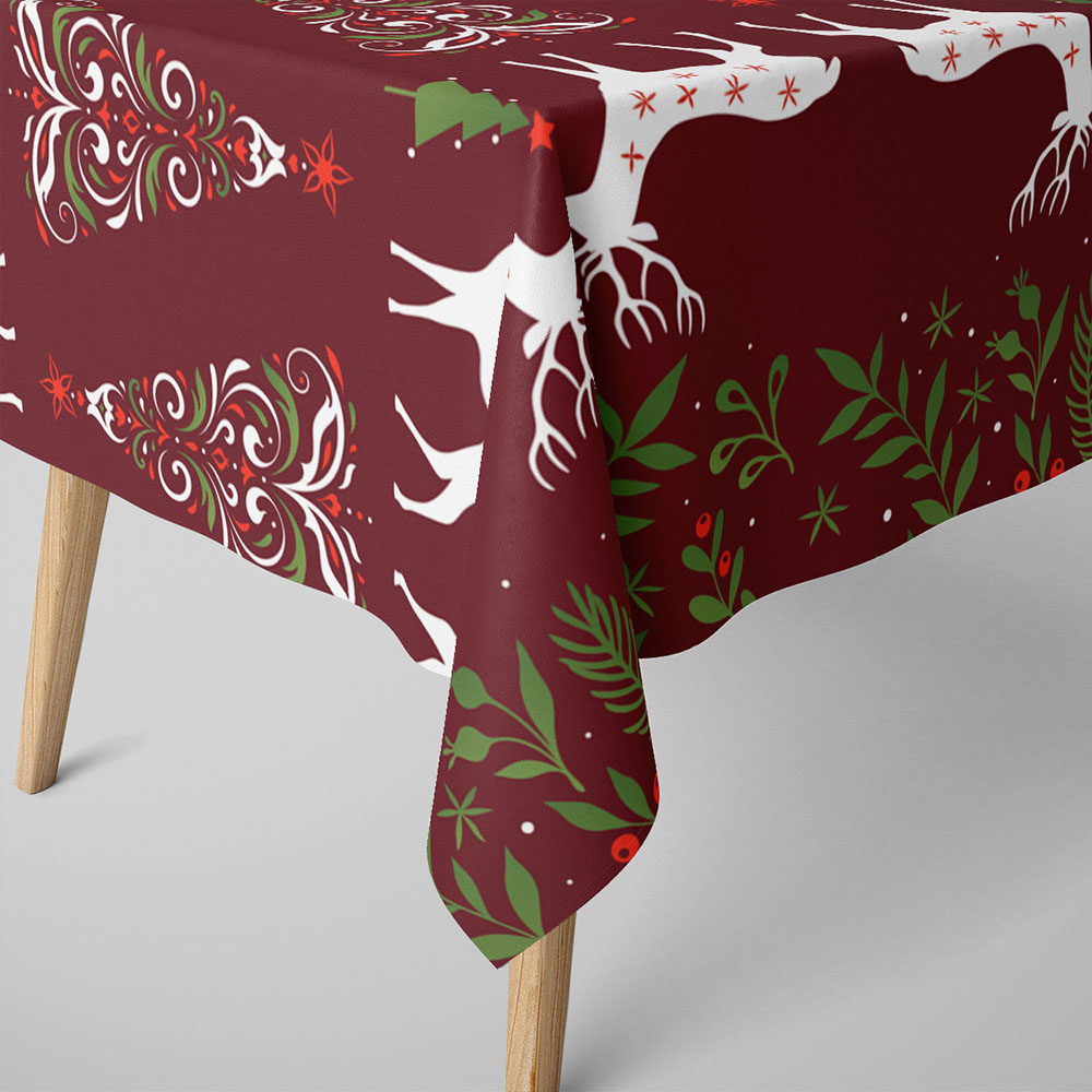 Hello Santa Maroon Tablecloth (2)
